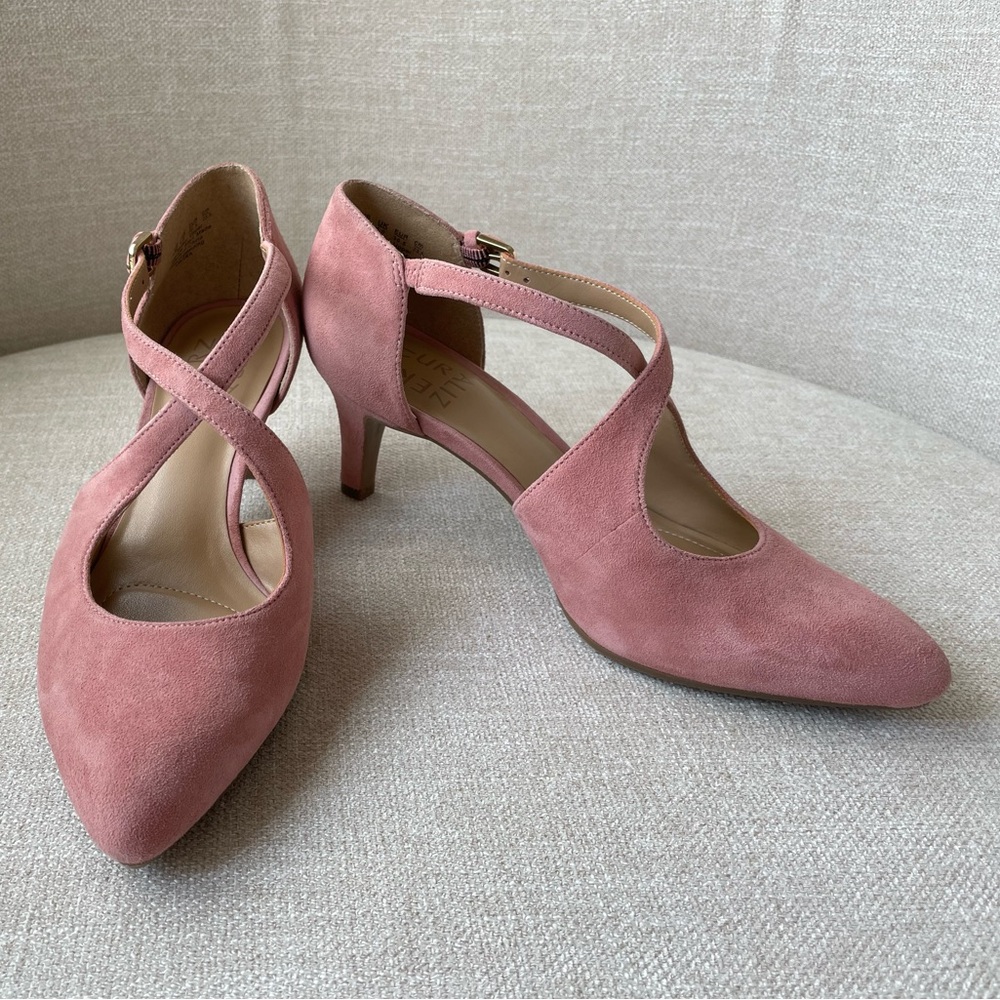 Suede Heels with Cross Straps by Naturalizer.